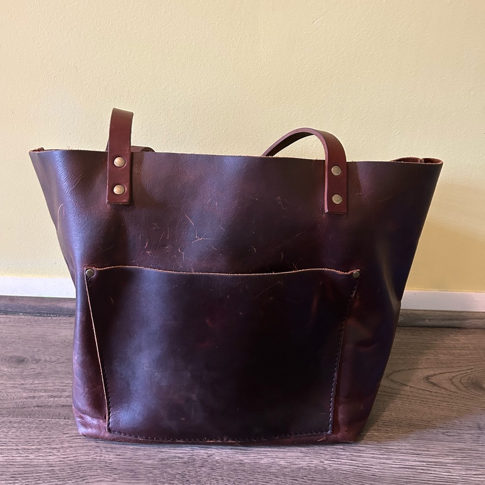 Buttery Soft Large Grizzly Portland Leather Tote - Perfect for Fall